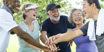 senior friends exercising outdoors