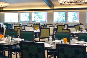 Longer shot of empty dining room