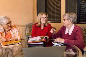 Three women in writing group