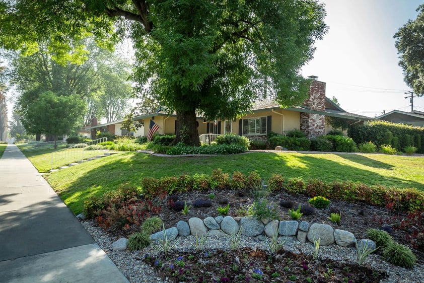 Lawn of corner house