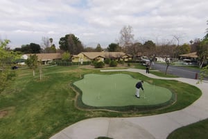 Aerial shot of putting green