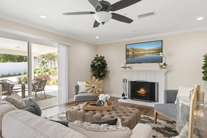 Living room with fireplace