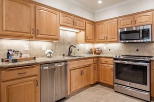 Blonde wood kitchen cabinets