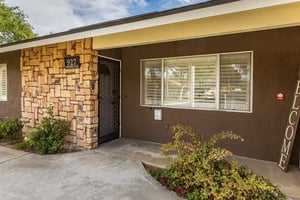 Home exterior with white windows