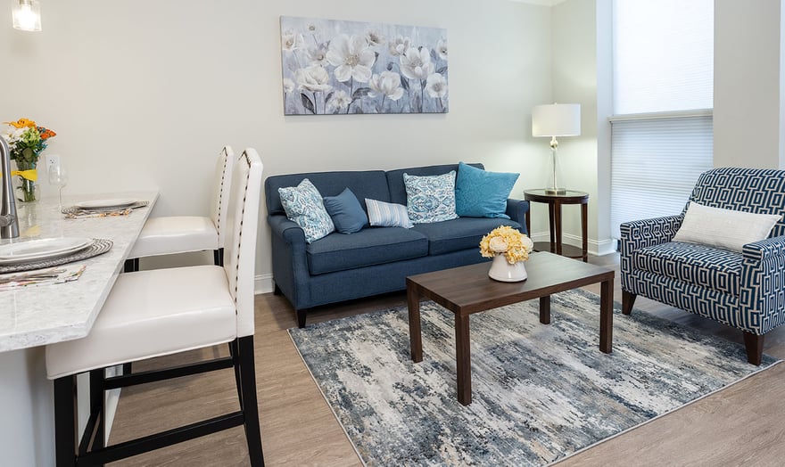 modern interior of an apartment living rooom