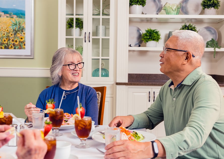 seniors having a meal at a restaurant